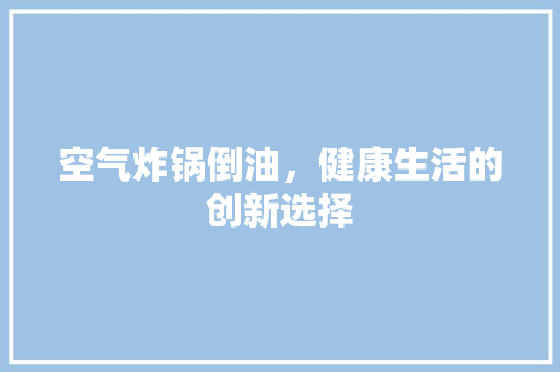 空气炸锅倒油，健康生活的创新选择 家电维修