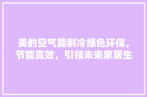 美的空气能制冷绿色环保，节能高效，引领未来家居生活