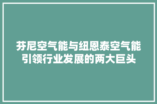 芬尼空气能与纽恩泰空气能引领行业发展的两大巨头