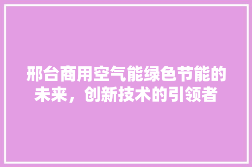 邢台商用空气能绿色节能的未来，创新技术的引领者 墙体维修