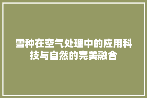 雪种在空气处理中的应用科技与自然的完美融合 墙体维修