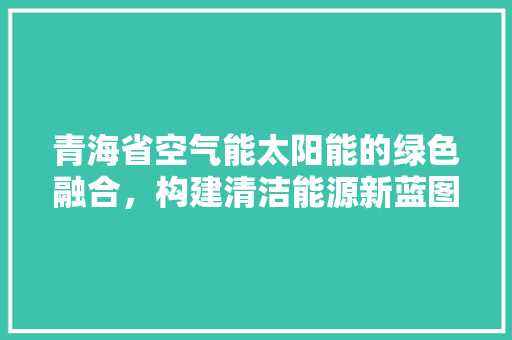 青海省空气能太阳能的绿色融合，构建清洁能源新蓝图 厨房维修