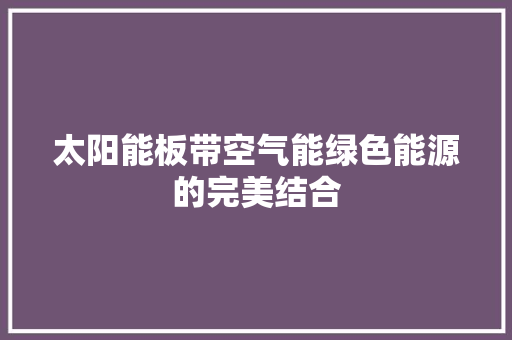 太阳能板带空气能绿色能源的完美结合