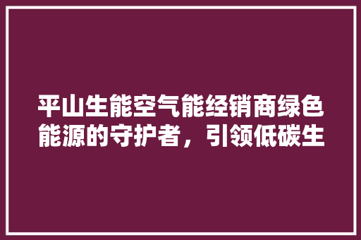 平山生能空气能经销商绿色能源的守护者，引领低碳生活新风尚