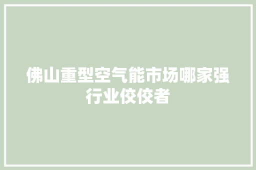 佛山重型空气能市场哪家强行业佼佼者