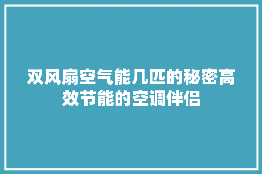 双风扇空气能几匹的秘密高效节能的空调伴侣 家电维修