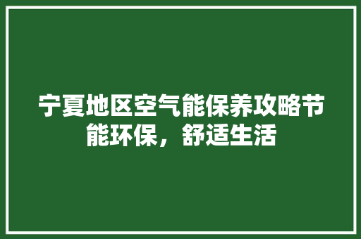 宁夏地区空气能保养攻略节能环保，舒适生活