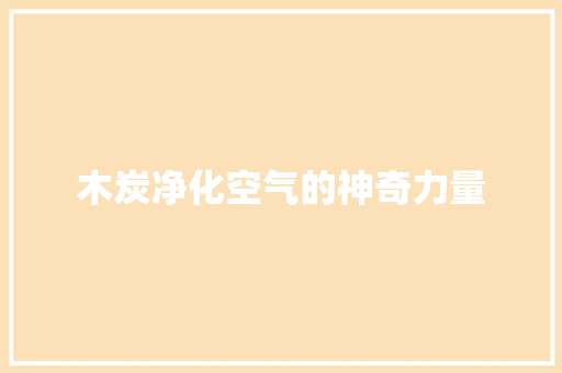 木炭净化空气的神奇力量