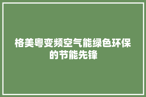 格美粤变频空气能绿色环保的节能先锋