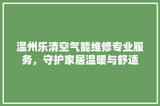 温州乐清空气能维修专业服务，守护家居温暖与舒适 墙体维修