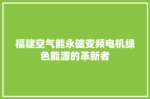 福建空气能永磁变频电机绿色能源的革新者