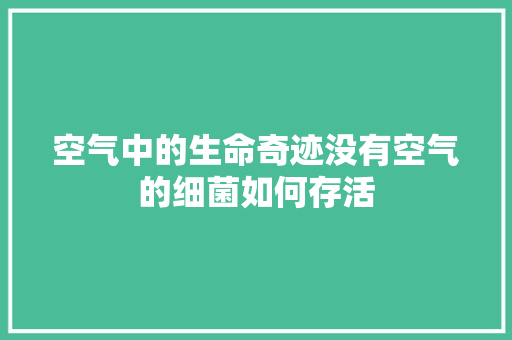 空气中的生命奇迹没有空气的细菌如何存活
