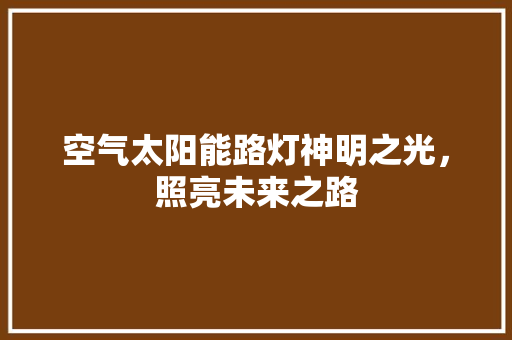 空气太阳能路灯神明之光，照亮未来之路