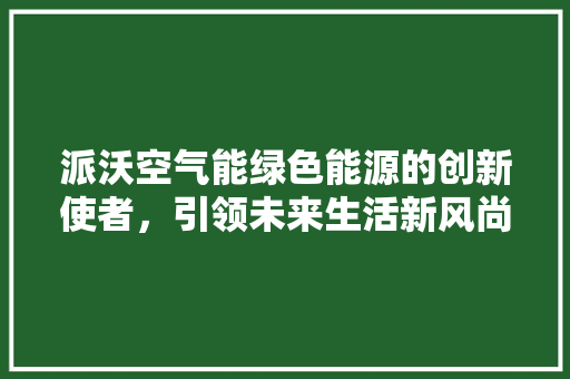 派沃空气能绿色能源的创新使者，引领未来生活新风尚