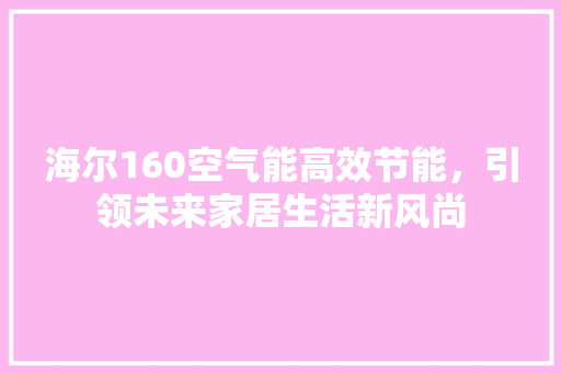 海尔160空气能高效节能，引领未来家居生活新风尚