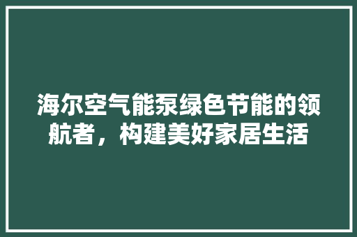 海尔空气能泵绿色节能的领航者，构建美好家居生活