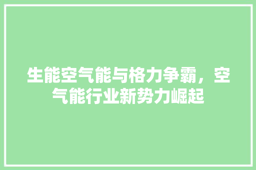 生能空气能与格力争霸，空气能行业新势力崛起