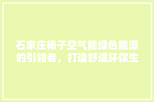 石家庄杨子空气能绿色能源的引领者，打造舒适环保生活