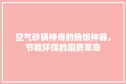 空气砂锅神奇的热饭神器，节能环保的厨房革命