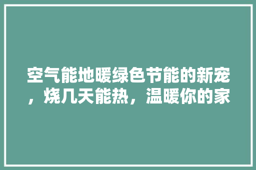 空气能地暖绿色节能的新宠，烧几天能热，温暖你的家