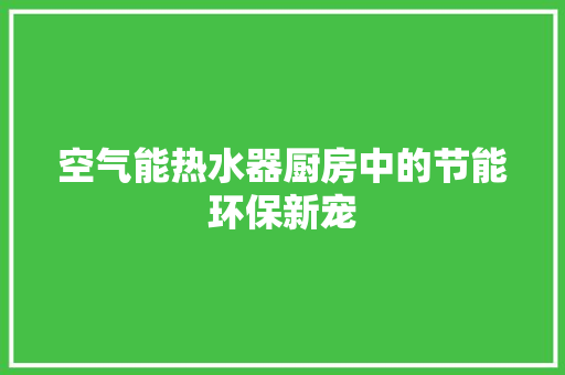 空气能热水器厨房中的节能环保新宠