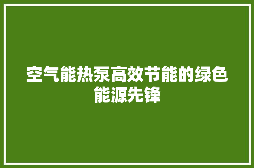 空气能热泵高效节能的绿色能源先锋