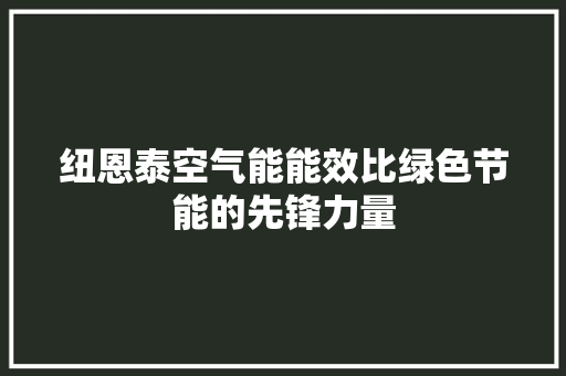 纽恩泰空气能能效比绿色节能的先锋力量