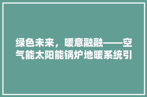 绿色未来，暖意融融——空气能太阳能锅炉地暖系统引领节能新风尚