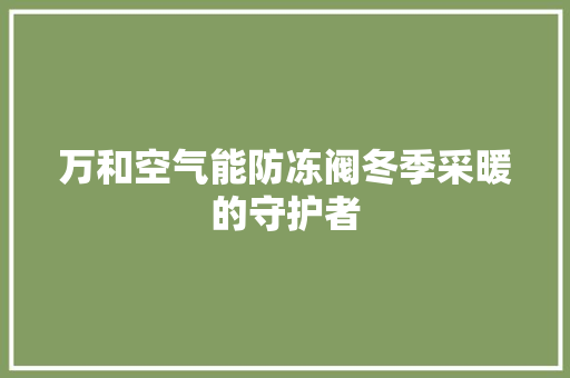 万和空气能防冻阀冬季采暖的守护者 综合便民
