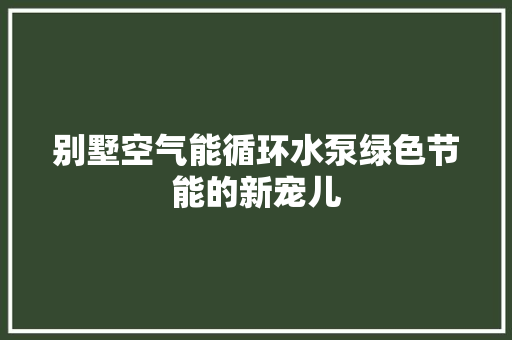 别墅空气能循环水泵绿色节能的新宠儿 厨房维修
