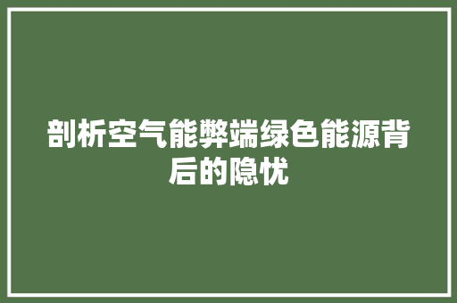 剖析空气能弊端绿色能源背后的隐忧 厨房维修