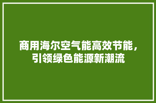 商用海尔空气能高效节能，引领绿色能源新潮流 墙体维修