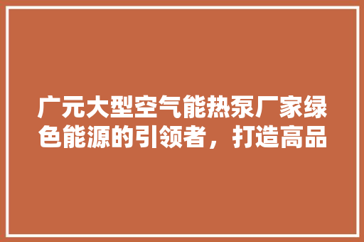广元大型空气能热泵厂家绿色能源的引领者，打造高品质生活新篇章 厨房维修