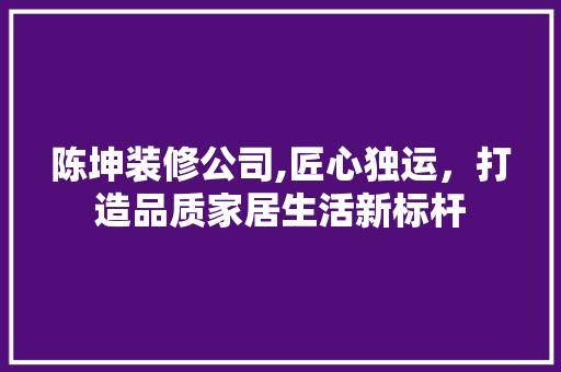 陈坤装修公司,匠心独运，打造品质家居生活新标杆 陈坤装修公司,匠心独运，打造品质家居生活新标杆 厨房维修