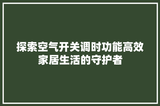 探索空气开关调时功能高效家居生活的守护者 综合便民