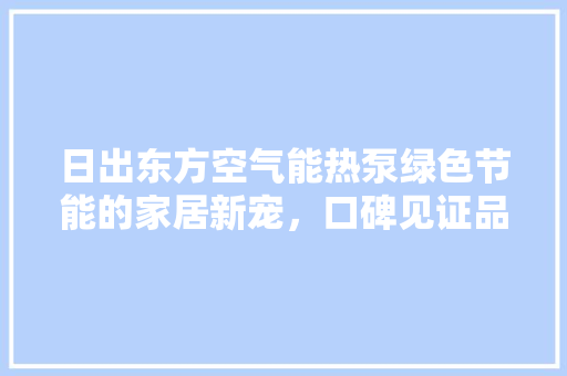 日出东方空气能热泵绿色节能的家居新宠，口碑见证品质卓越 厨房维修