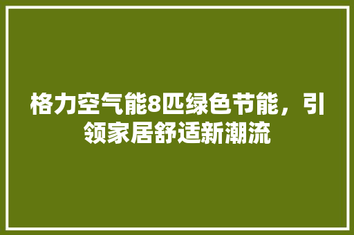 格力空气能8匹绿色节能，引领家居舒适新潮流 厨房维修