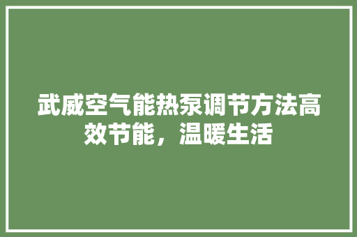 武威空气能热泵调节方法高效节能，温暖生活
