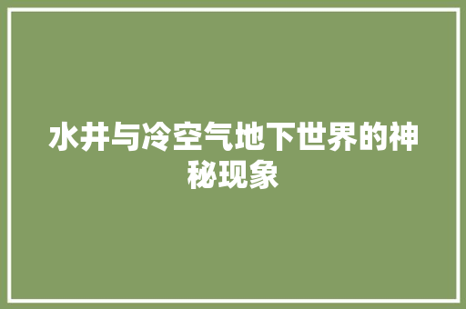 水井与冷空气地下世界的神秘现象 厨房维修