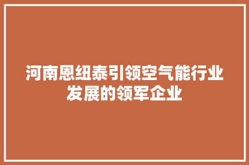 河南恩纽泰引领空气能行业发展的领军企业