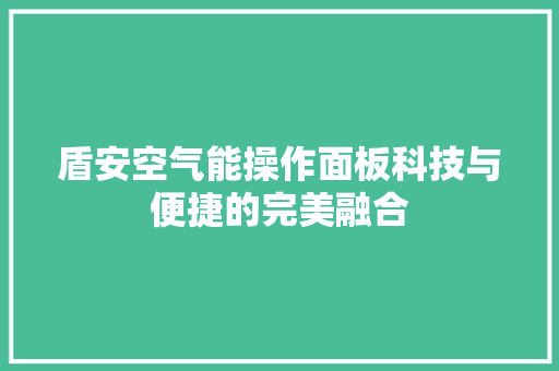 盾安空气能操作面板科技与便捷的完美融合