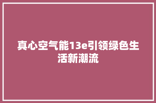 真心空气能13e引领绿色生活新潮流