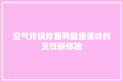 空气炸锅炸酱鸭健康美味的烹饪新体验 家电维修