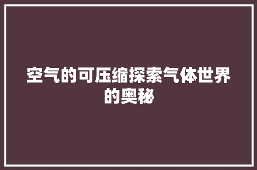 空气的可压缩探索气体世界的奥秘