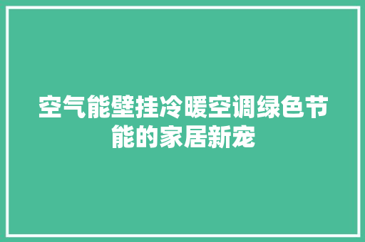 空气能壁挂冷暖空调绿色节能的家居新宠 家电维修