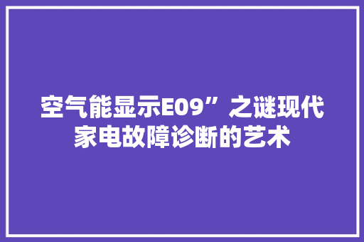空气能显示E09”之谜现代家电故障诊断的艺术 汽车维修