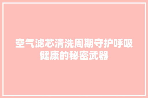 空气滤芯清洗周期守护呼吸健康的秘密武器 综合便民