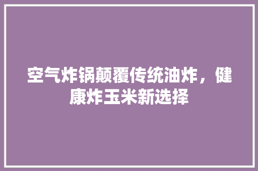 空气炸锅颠覆传统油炸，健康炸玉米新选择