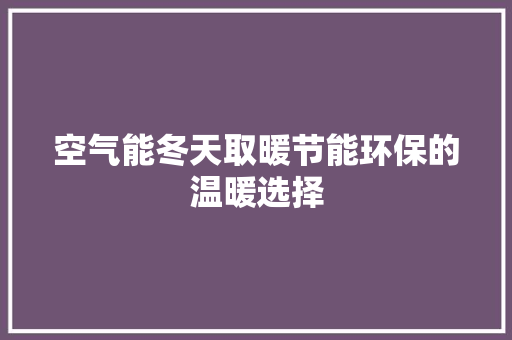空气能冬天取暖节能环保的温暖选择