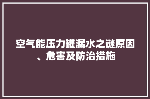 空气能压力罐漏水之谜原因、危害及防治措施 家电维修